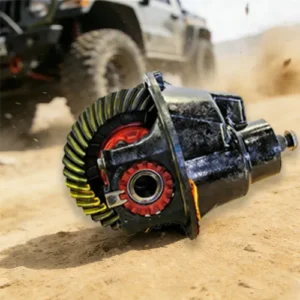 English: When a vehicle turns, all four wheels travel paths of different lengths. The differential allows the front/rear axles and left/right wheels to rotate at different speeds, preventing tire scrub and drivetrain binding.