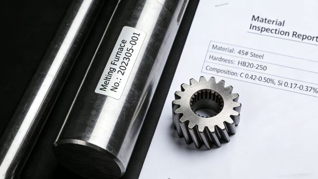 Close-up of a heavy-duty truck differential assembly, showing high-hardness (HRC 58-62) spiral bevel gears and precision internal transmission structure.