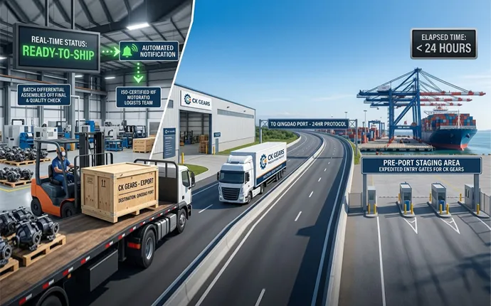 Smart logistics management system featuring automated notifications and real-time status tracking for efficient gear exports.
